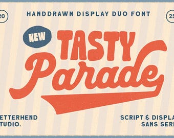 Dúo de fuentes retro Tasty Parade: Script y Sans