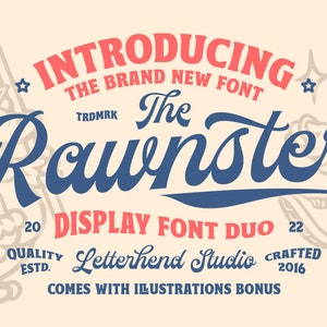 The Rawnster Font Duo: Retro Cartoon Font with Illustrations