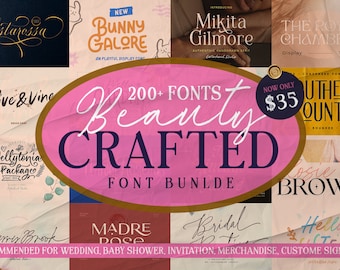 200 Fonts Beauty Crafted Bundle,Quirky Font, Wedding Font, Cricut Font, Canva Font, Wedding Font, Wedding Invitation. Cutome Design,