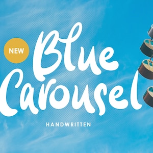 Blauwe carrousel - handgeschreven lettertype, casual lettertype, speels lettertype, kinderlettertype, vrolijk lettertype, vet lettertype, handgeschreven lettertype, kinderlettertype,