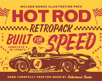Colección de fuentes Hotrod Retropack
