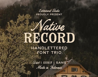 The Native Record Font Trio, country font, western font, rustic lettering, vintage, cowboy, handcrafted typeface, farmhouse design,