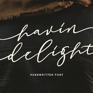 Havin Delight - handgeschreven lettertype, handtekening lettertype, handschriftlettertype, moderne kalligrafielettertype, handgeschreven lettertype, romantisch lettertype, lettertype bruiloft,