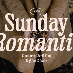Domingo Romántico - Fuente sofisticada, Fuente serif, Fuente retro, Serif negrita, Serif condensada, Fuente condensada, Fuente estética,