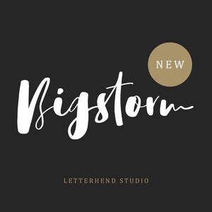 Bigstorm Script - Lettering, Modern Calligraphy, Fashion, Cursive, Script, Signature, Chick, Feminine, Hand Written, Hand Lettering,
