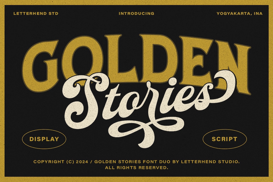Golden Story Font Duo: Vintage Script & Display Typeface - Etsy