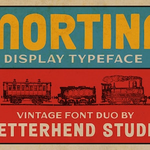 Mortina Font Duo - Tipografía de exhibición, fuente negrita, fuente fina, fuente vintage, fuente de señalización, fuente retro, fuente vintage Duo, Font Duo, paquete de fuentes