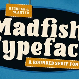 Lettertype Madfish: retro afgerond serif-lettertype