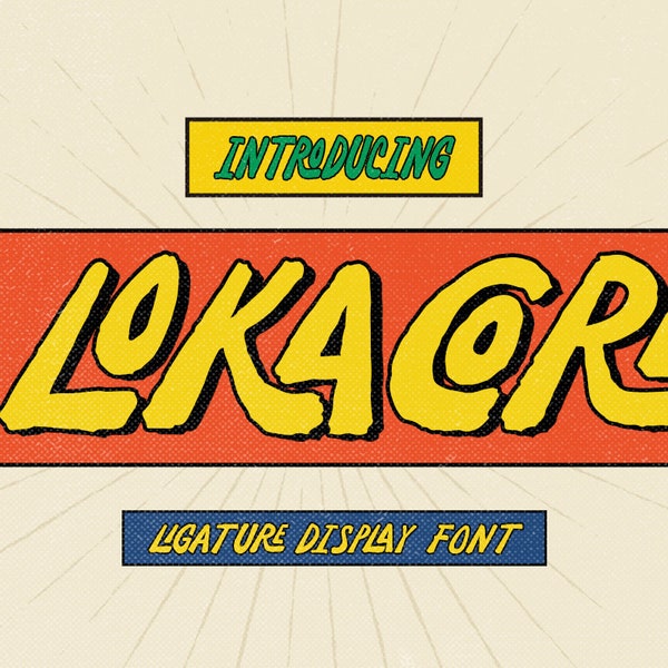 Lokacore - A Ligature Fun Font, Cartoon Font, Playful Font, Fun Font, Kids Font, Happy Font, Children Font, Storybook, Novel Font, Colorful,