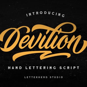 Devilion - Escritura a mano, hipster, fuente de exhibición, fuente vintage, fuente rústica, fuente retro, fuente de logotipo, logotipo, marca denominativa, escritura en negrita,
