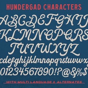 Hundergad, Vintage Font, Rough Font, Gritty Font, Rustic Font, Retro Font, Lettering, Handwritten Font, Hand Lettering Font, Calligraphy, image 8