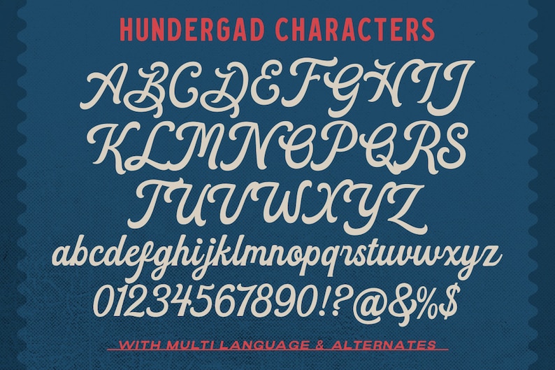 Hundergad, Vintage Font, Rough Font, Gritty Font, Rustic Font, Retro Font, Lettering, Handwritten Font, Hand Lettering Font, Calligraphy, image 8