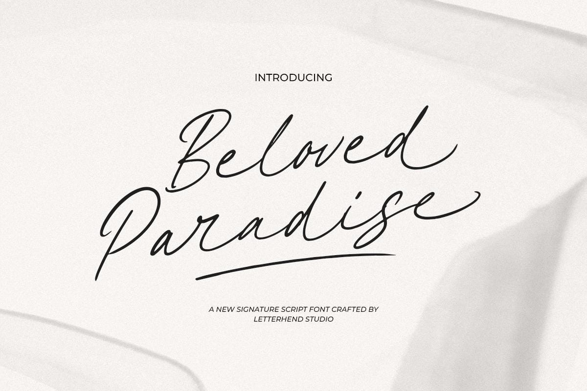 Beloved Paradise Signature Script Font: Monoline Wedding Invitation - Etsy