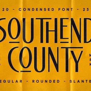 Southend Country - Condensed Font,ClassicCondensedFont, condensedfont, classicfont, ElegantFont, TimelessDesign, CompactFont, Sophisticated,