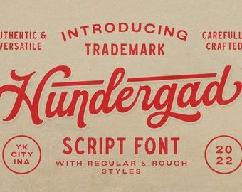 Hundergad, Vintage Font, Rough Font, Gritty Font, Rustic Font, Retro Font, Lettering, Handwritten Font, Hand Lettering Font, Calligraphy,