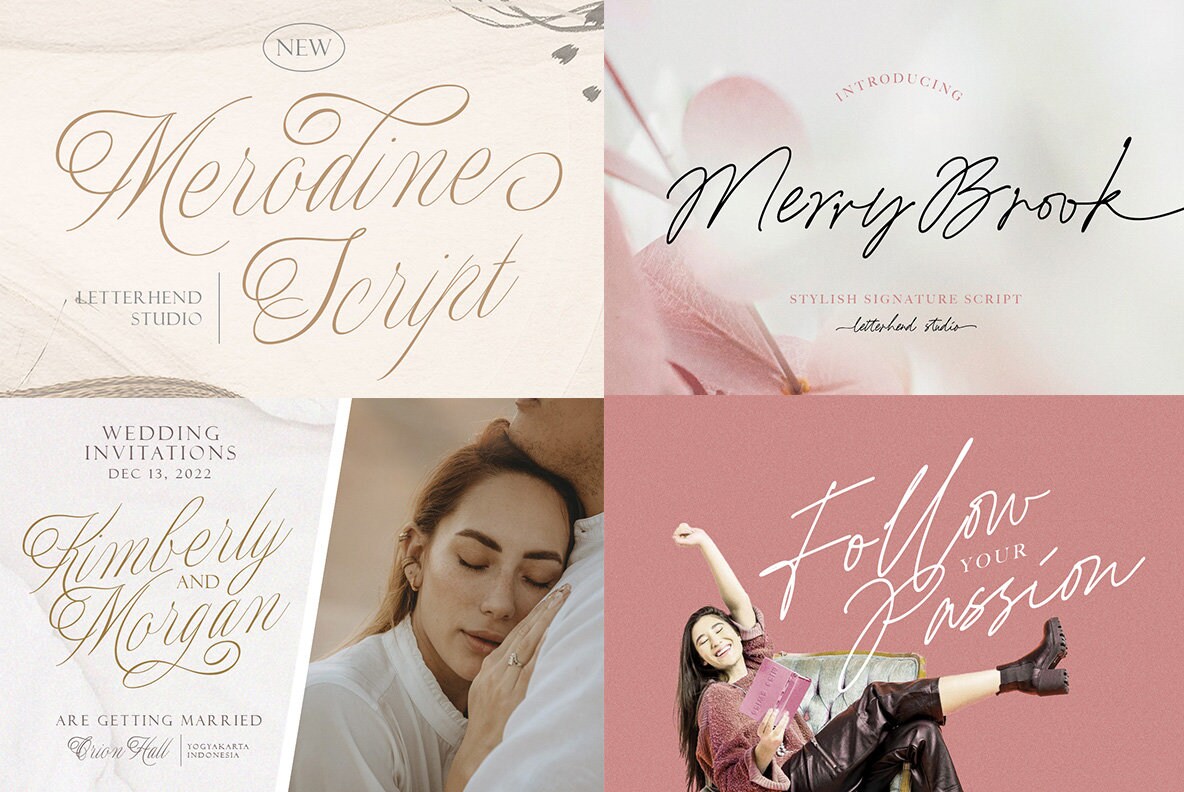 Wedding Font Bundle: 15 Script Fonts, Modern Calligraphy - Etsy