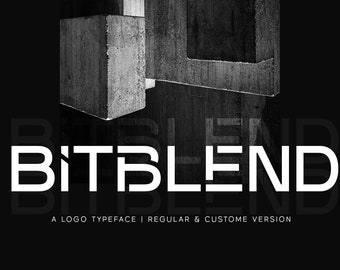 Bitblend Logo Typeface, Logo Font, Logo Type, Logotype, Wordmark, Lettermark, Initial Logo, Ligatures Font, Minimalist Font, Futuristic Font