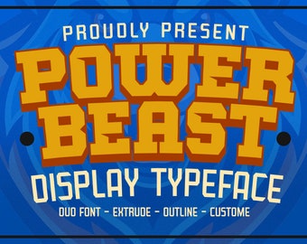 Power Beast Display Font,Slab Font, Slab Serif, Bold Font, Loud, Sporty Font, Basketball. Baseball, Shout, Outstanding, Title Font,