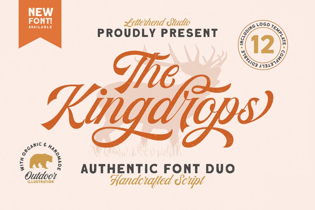 The Kingdrops - Font Duo & Logos, Adventure Font, Outdoor Font, Vintage ...