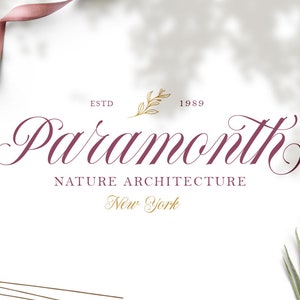 May include: A logo for a company called "Paramount Nature Architecture" in a burgundy script font. The logo is set against a white background with a gold leaf design and the text "ESTD 1989" in a gold sans-serif font. The text "New York" is also in a gold sans-serif font.