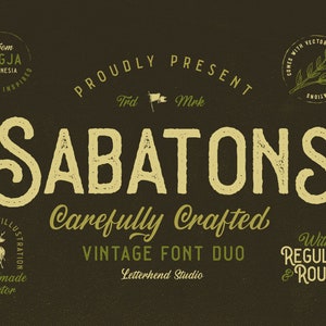 Sabatons Vintage Font Duo: Sans & Script, Stamp Fonts