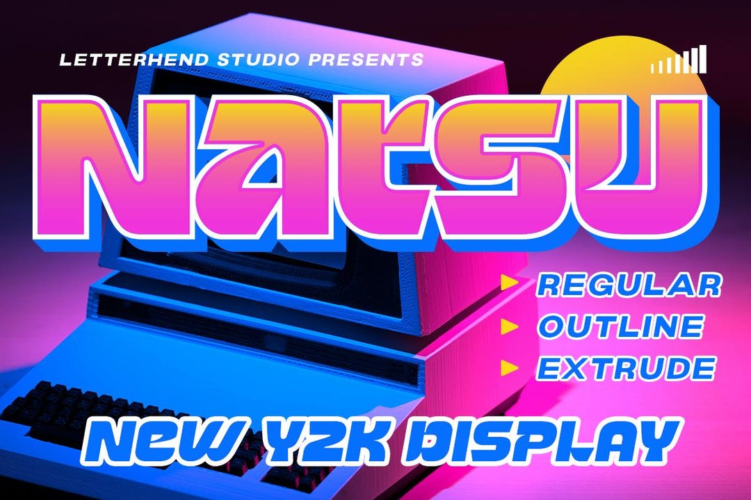 Natsu Y2K Display Font, Bold Font, Display Typeface, Pop Style, Display ...