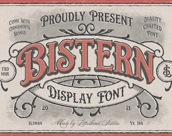 Bistern Victorian Display Font with Ornaments
