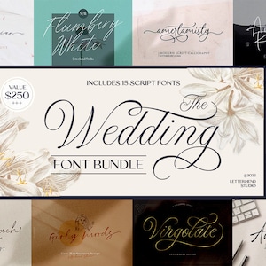 Pacote de fontes para casamento: 15 fontes de script, caligrafia moderna