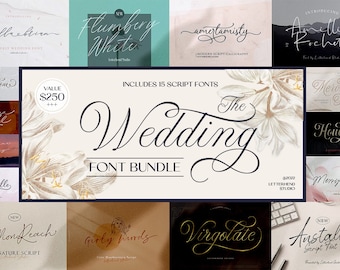 The Wedding Bundle Font, Ligature Font, Luxury Font, modern calligraphy,Script, Stylish Font, Fashion Font, Chich Font, Invitation, Swash
