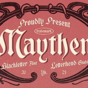 Maythen Blackletter Font: Vintage Gothic Display Font