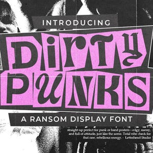Dirty Punk - Randsom Display Font, Rock, Punk, Ransom Type, Death Metal, Black Metal, Buchstabenschnitt, Klassik, Cutout-Schrift,