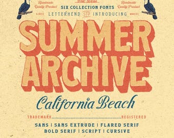 Summer Archive Vintage Font Collection – Retro Beach Serif, Script & Sans Family