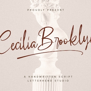 Cecilia Brooklyn - Handdrawn Script, Romantic Script, Feminine Font, Feminine Script, Monoline Font, Wedding Font, Wedding Script Font,