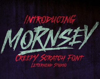 Czcionka Mornsey Creepy Scratch, Horror, Nawiedzony, Straszny, Tytuł filmu,