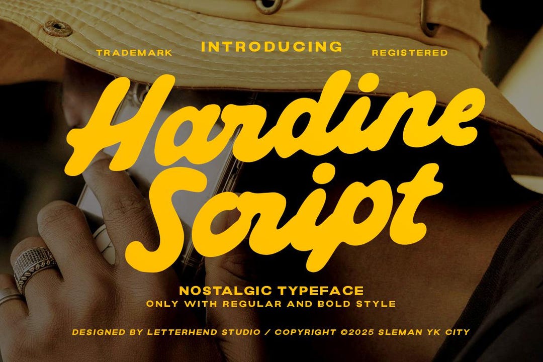Hardine Nostalgic Script Font: Retro Bold Typeface - Etsy