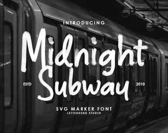 Midnight Subway - SVG Marker Font,SVG Font, Textured Font, Textured, Brush Font, Dry Brush, Graffiti Font, Title Font, Bold Font, Fun Font,