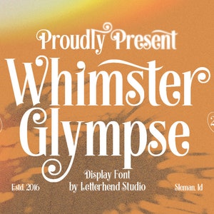 Fonte Whimster Glimpse: fonte elegante de exibição cursiva Swash