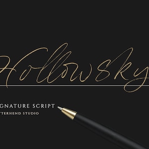 Hollowsky - Fuente de firma, fuente de firma, fuente para bodas, fuente para invitaciones, fuente romántica, fuente para Instagram, fuente de escritura a mano, fuente áspera,