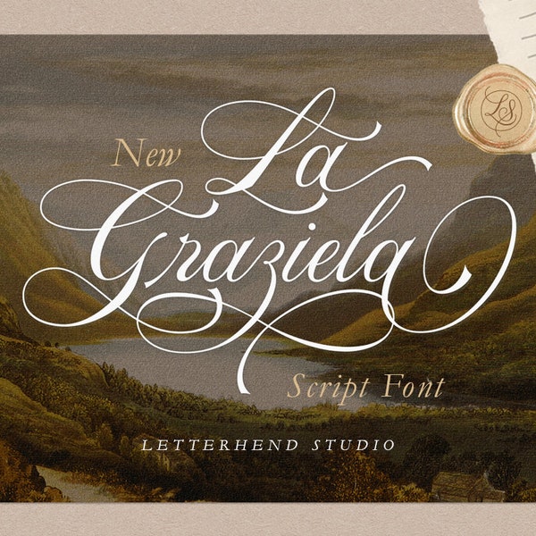 La Graziela - Script Font, Script Font, Luxury Font, Classy Font, Classic Font, Copperplate Font, English Roundhand,