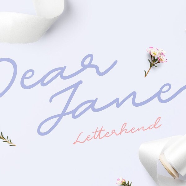 Dear Jane Script, script, romance, romantic, love, lovely, cute, feminine, signature, cursive, wedding invitation, monoline, simple, clean,