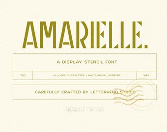 AMARIELLE Stencil Display Font: Bold, Industrial Typeface