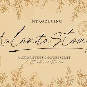 Script de l'histoire de Malorta, dessiné à la main, texture au pinceau, calligraphie féminine, chic, élégante, gracieuse, typographie, mariage, invitation,