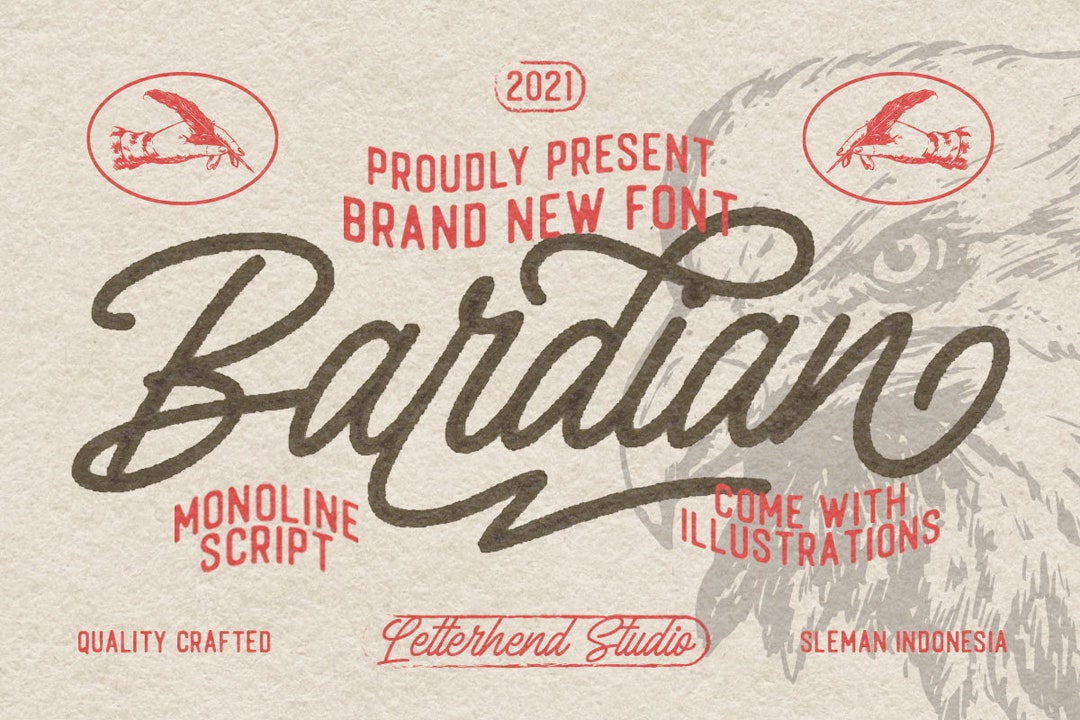 Bardian - Monoline Script - Etsy