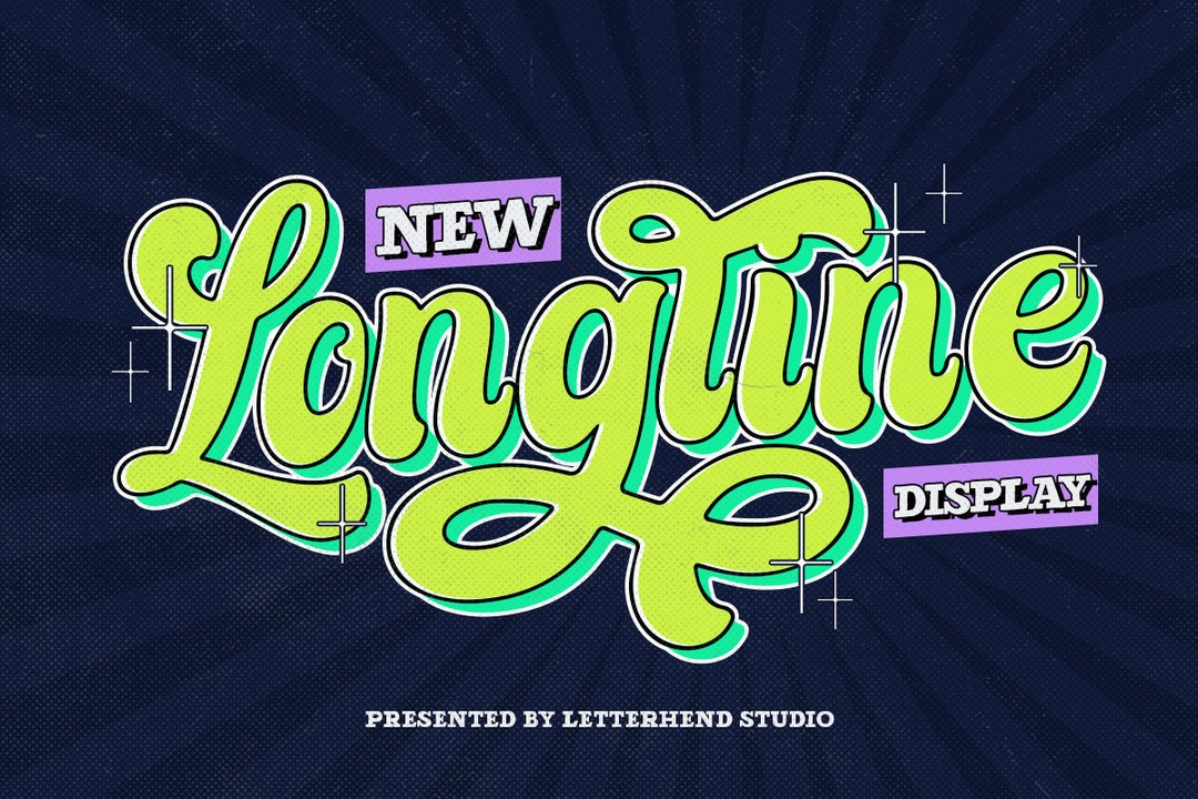 Longline Retro Script Font: 60s 70s Groovy Bold Swash - Etsy