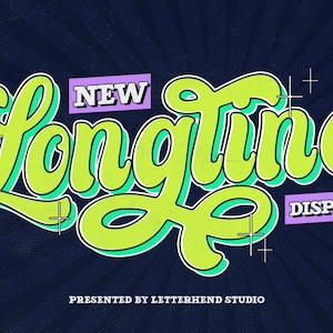 Longline - Retro Font, Groovy Font, Bold Font, Swash Font, 60s Font, 70s Font, Funky Font, Psychedelic Font, Bold Script,