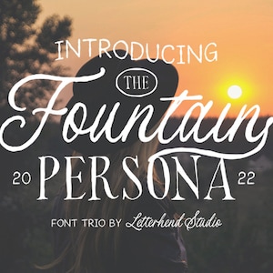 Fountain Persona - Font Trio, Font Trio, Font Script, Handwritten Font, Organic Font, Handlettered Font, Hand Lettering Font, Font Bundle,