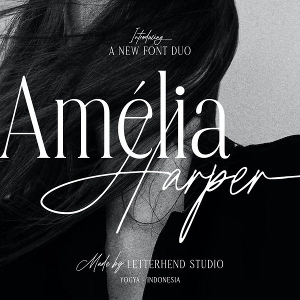 Amelia Harper Font Duo, Font Duo, Serif Font, Handwritten Script, Elegance, Chic Font, Elegant, Beautiful Font, Font Pairing, Wedding Font,