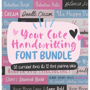 30 Cute Handwriting Font Bundle + Font Pairings, Playful Modern Fonts ...