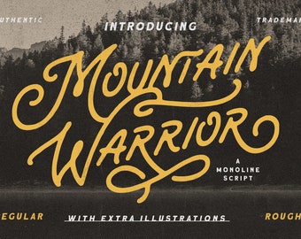 Mountain Warrior Font: Retro Monoline Script with Swashes