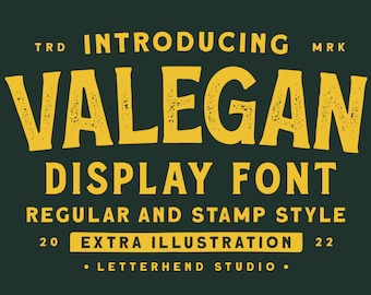 Valegan Font: Retro Display Font with Illustrations